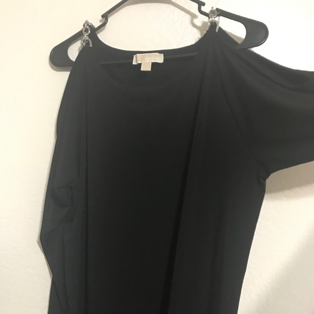 Blk/Silver Michael Kors Cold Shoulder Dress